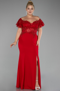 Long Red Dantelle Plus Size Evening Dress ABU2571