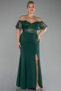 Long Emerald Green Dantelle Plus Size Evening Dress ABU2571