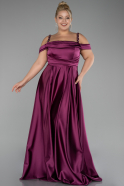 Plum Strappy Long Satin Plus Size Engagement Dress ABU4207