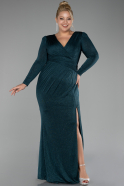 Long Emerald Green Plus Size Evening Dress ABU3544