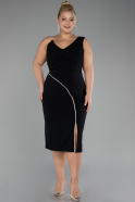 Black Sleeveless Midi Plus Size Invitation Dress ABK2059