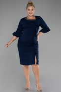 Navy Blue Capri Sleeve Midi Plus Size Invitation Dress ABK2136