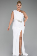 White Long Plus Size Engagement Dress ABU4148