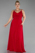 Long Red Chiffon Plus Size Prom Dress ABU4166