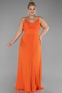 Long Orange Chiffon Plus Size Prom Dress ABU4166