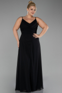 Long Black Chiffon Plus Size Prom Dress ABU4166