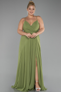 Pistachio Green Long Plus Size Evening Dress ABU1324