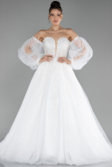 White Strapless Long Wedding Dress ABU4236