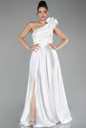 White Long Satin Evening Dress ABU4189