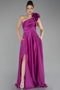 Fuchsia Long Satin Evening Dress ABU4189