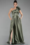 Olive Drab Long Satin Evening Dress ABU4189