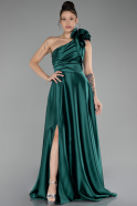 Emerald Green Long Satin Evening Dress ABU4189