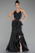 Black Strapless Slit Long Prom Gown ABU4247