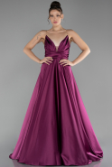 Cherry Colored Strapless Long Satin Prom Gown ABU4245