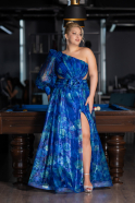 Long Sax Blue Plus Size Evening Gown ABU4217