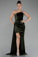 Olive Drab Long Velvet Evening Dress ABU3365