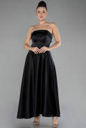 Black Strapless Midi Satin Evening Dress ABK2143