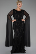 Long Black Plus Size Evening Dress ABU4256