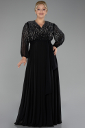 Long Black Chiffon Plus Size Evening Gown ABU4257