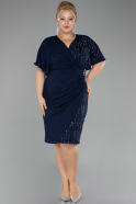 Midi Navy Blue Plus Size Cocktail Dress ABK2145