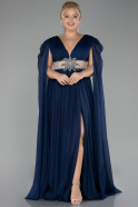 Long Navy Blue Plus Size Engagement Dress ABU4259