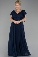 Long Navy Blue Plus Size Evening Dress ABU4263