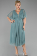 Mint Midi Plus Size Evening Dress ABK1253