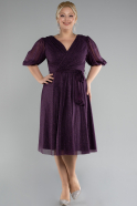 Purple Short Sleeve Glitter Midi Invitation Dress ABK2135