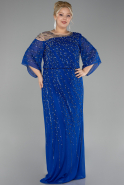 Sax Blue Long Plus Size Engagement Dress ABU3650