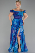 Long Sax Blue Plus Size Evening Gown ABU4260