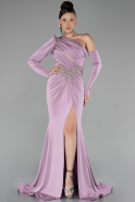 Powder Color One Sleeve Long Evening Dress ABU3851