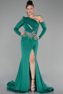 Emerald Green One Sleeve Long Evening Dress ABU3851