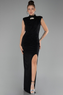 Black Sleeveless Slit Long Glitter Evening Dress ABU4273