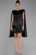 Black Cape Open Back Short Party Dress ABK2152