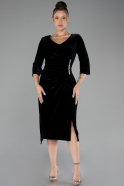 Black Midi Velvet Plus Size Cocktail Dress ABK2156