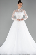 White Laced Long Sleeve Helen Wedding Dress ABU4290