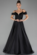 Black Long Satin Evening Dress ABU3678