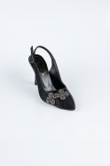 Black Laser Cut Evening Shoe MJ4101