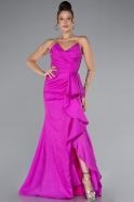 Fuchsia Strapless Slit Long Prom Gown ABU4247