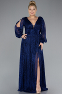 Sax Blue Long Plus Size Evening Dress ABU3154