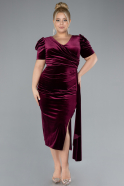 Burgundy Short Sleeve Midi Velvet Invitation Dress ABK2163