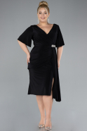 Black Short Sleeve Midi Cocktail Dress ABK2162