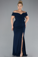 Navy Blue Long Plus Size Evening Dress ABU3172