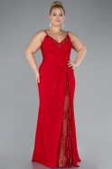 Red Straps Long Plus Size Evening Gown ABU4300