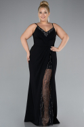 Black Straps Long Plus Size Evening Gown ABU4300