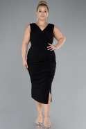 Midi Black Plus Size Evening Dress ABK1492