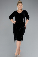 Black Midi Velvet Plus Size Cocktail Dress ABK2156