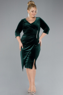 Emerald Green Midi Velvet Plus Size Cocktail Dress ABK2156