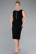 Black Sleeveless Midi Plus Size Invitation Dress ABK2155