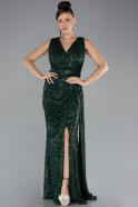 Green Long Scaly Plus Size Evening Dress ABU3194